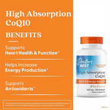Doctor's Best High Absorption CoQ10 with BioPerine, Gluten Free, Naturally Fermented, Heart Health, Energy Production, 100 mg, 120 Count