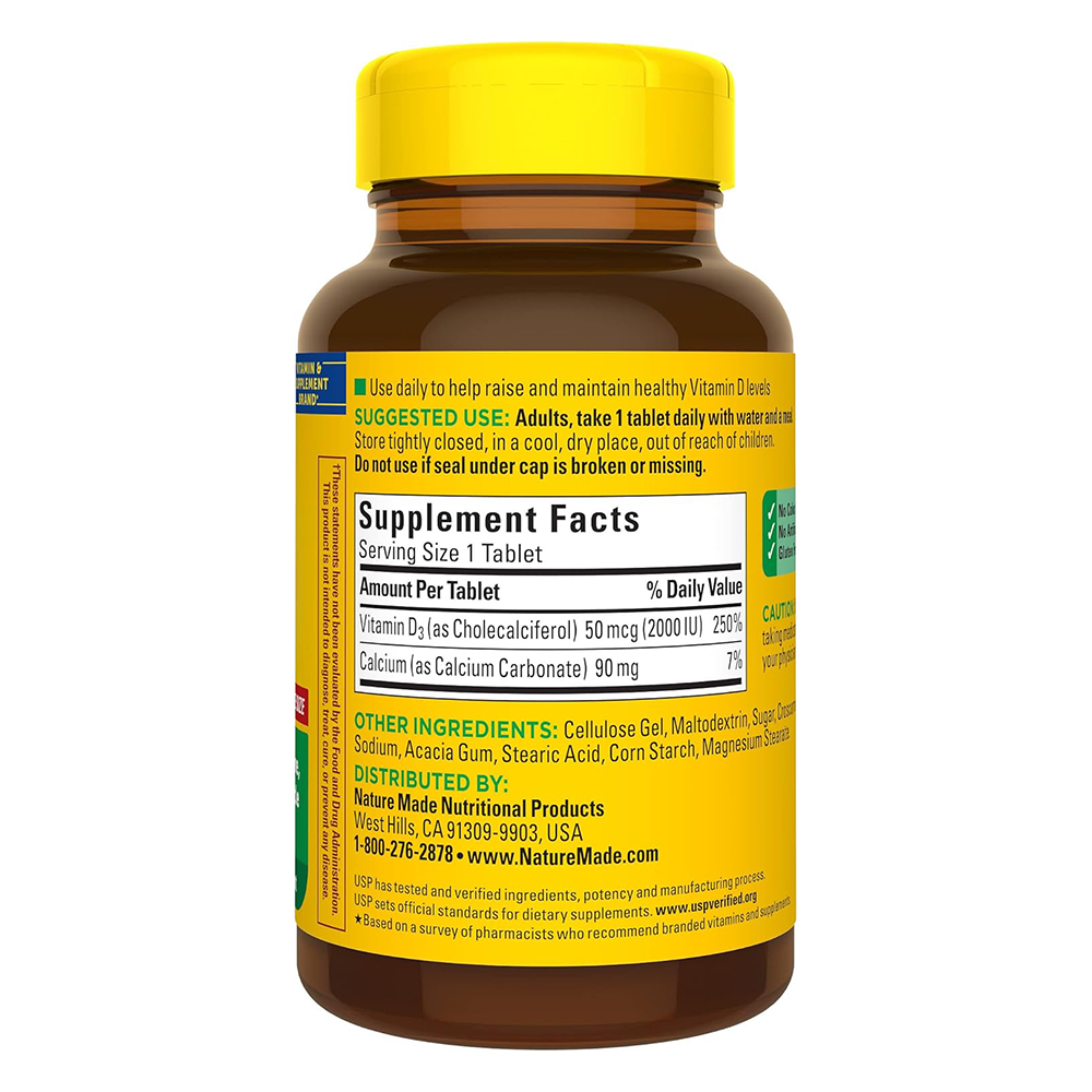 Nature Made Vitamin D3, 400 Softgels, Vitamin D 2000 IU (50 mcg) Helps Support Immune Health, Strong Bones and Teeth, & Muscle Function, 250% of The Daily Value for Vitamin D in One Daily Softgel