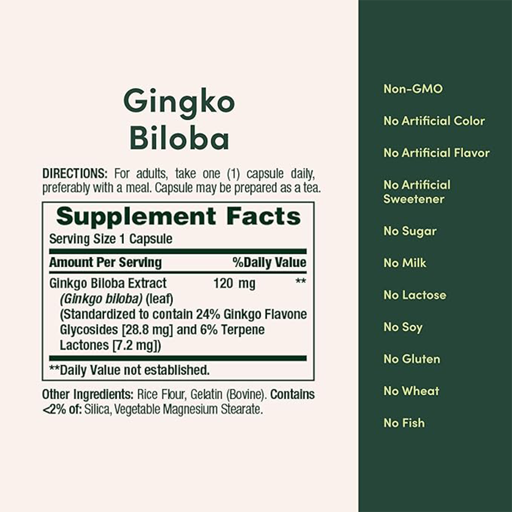 Nature's bounty ginkgo biloba 120mg 100 capsules