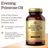 Solgar Evening Primrose Oil 1300 mg, 60 Softgels - Promotes Healthy Skin & Cardiovascular Health - Nutritional Support for Women - Non-GMO, Gluten Free, Dairy Free - 60 Servings