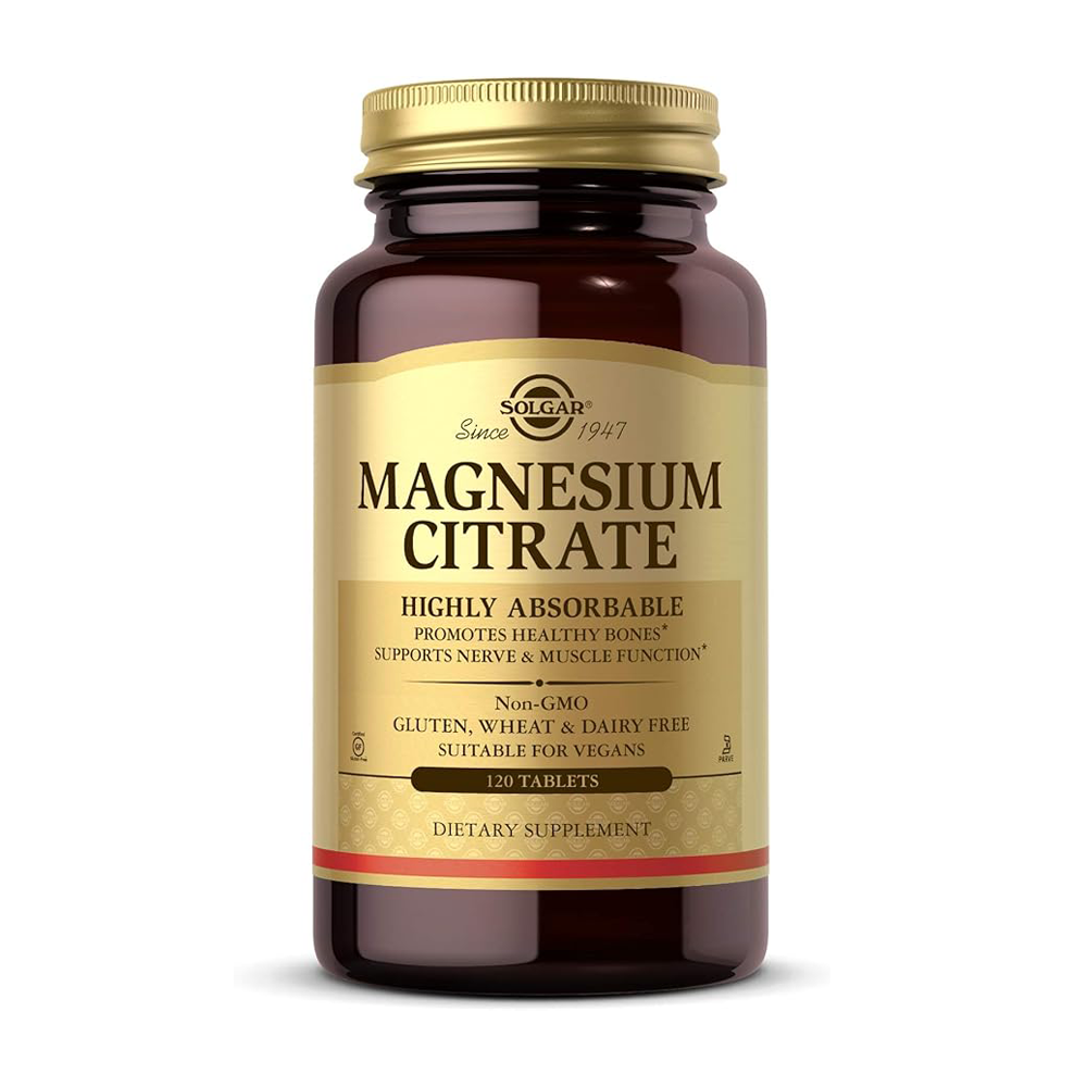 Solgar Magnesium Citrate, 120 Tablets - Promotes Healthy Bones - Supports Nerve & Muscle Function - Non GMO, Vegan, Gluten Free, Dairy Free, Kosher - 60 Servings