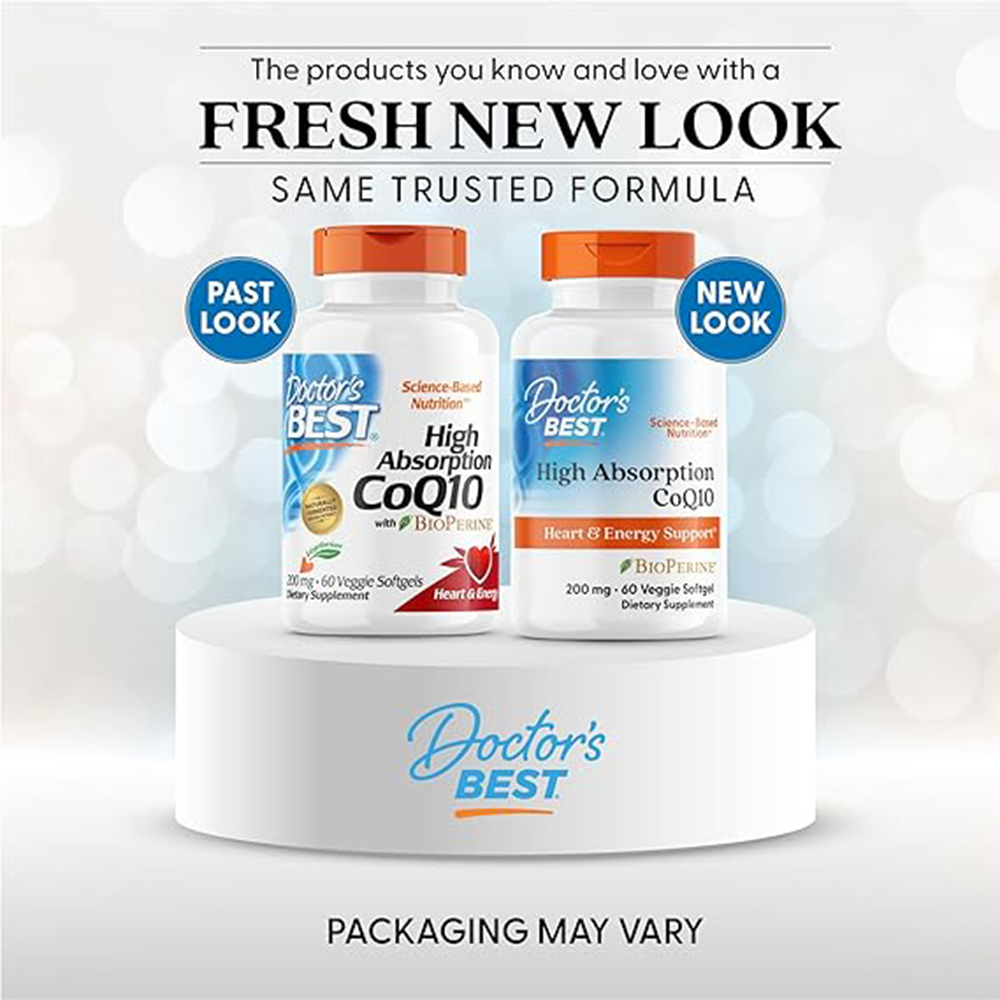 Doctor's Best High Absorption CoQ10 Plus PQQ, Cognitive Support, USP Verified, Naturally Fermented CoQ10, Non-GMO, Gluten Free, Soy Free, Vegan 60 Veggie Caps