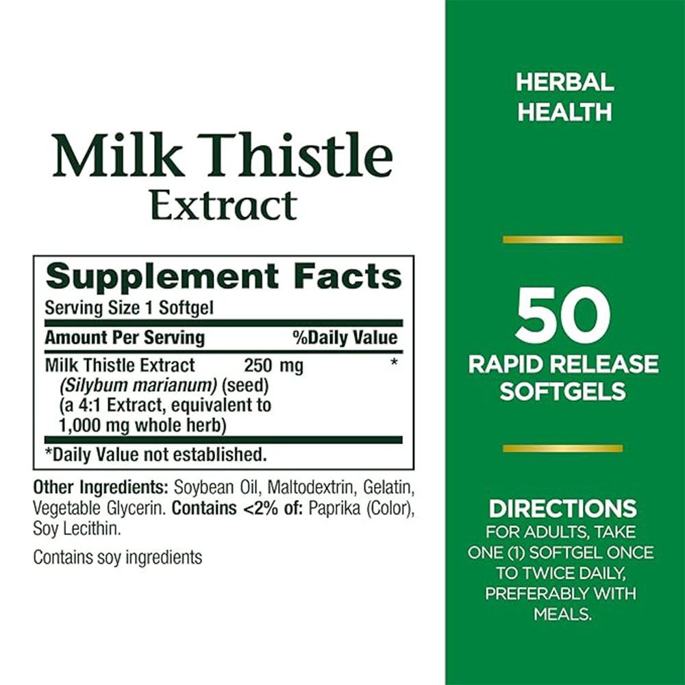 Nature's Bounty Silymarin Milk Thistle 1000mg - 50 Softgels