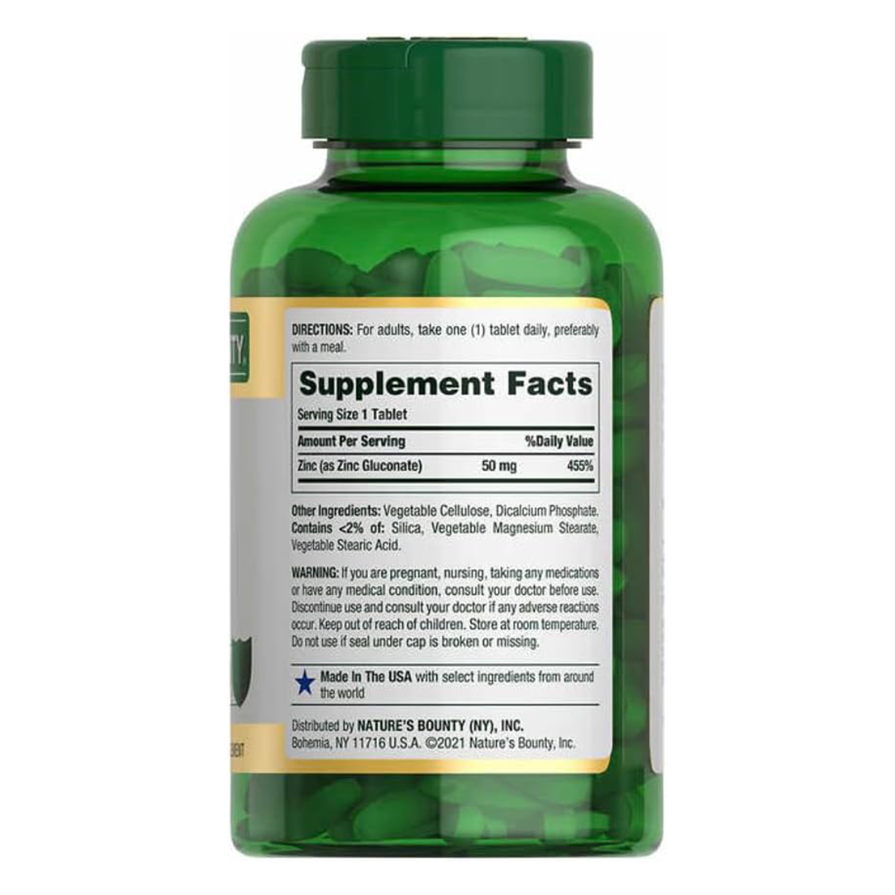 Nature's Bounty Zinc 50 mg, 400 Caplets- 50mg High Potency Zinc, Vegetarian Friendly, nalkotSumplimentsGuide