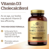 Solgar Vitamin D3 (Cholecalciferol) 250 MCG (10,000 IU), 120 Softgels - Helps Maintain Healthy Bones & Teeth - Immune System Support - Non GMO, Gluten Free, Dairy Free - 120 Servings