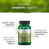 Swanson Lactobacillus Gasseri - Probiotic Supplement Supporting Digestive Health with 3 Billion CFU - Design-Release Satiety & Fat Metabolism Support - (60 Veggie Capsules)