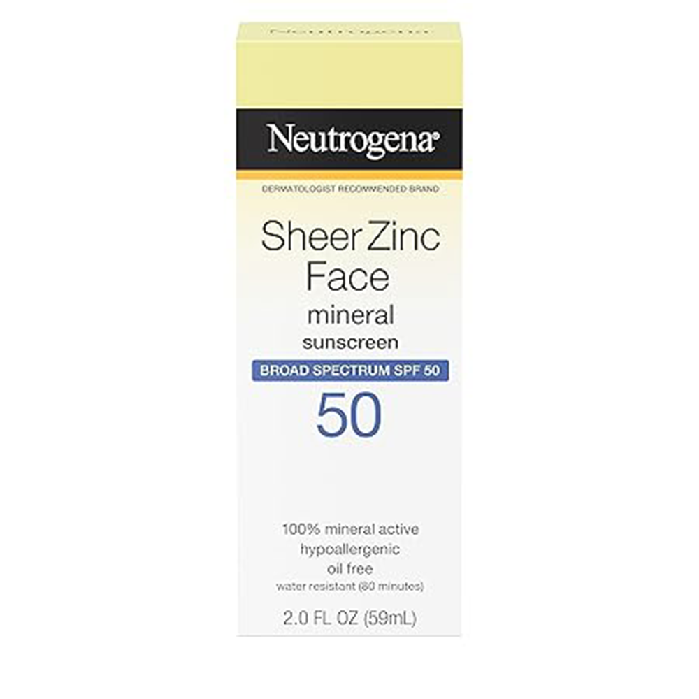 Neutrogena Sheer Zinc Oxide Dry-Touch Face Sunscreen with Broad Spectrum SPF 50, Oil-Free, Non-Comedogenic & Non-Greasy Mineral Sunscreen, 2 fl. oz