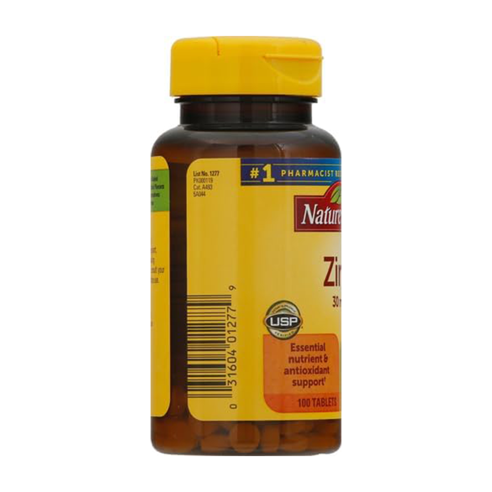 Nature Made Zinc 30 mg, Dietary Supplement for Immune Health and Antioxidant Support, 100 Tablets, 100 Day Supply