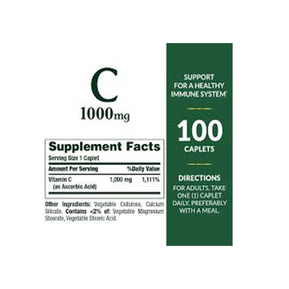 Nature's Bounty Vitamin C 1000mg, Immune Support Supplement, Powerful Antioxidant, 1 Pack, 100 Caplets