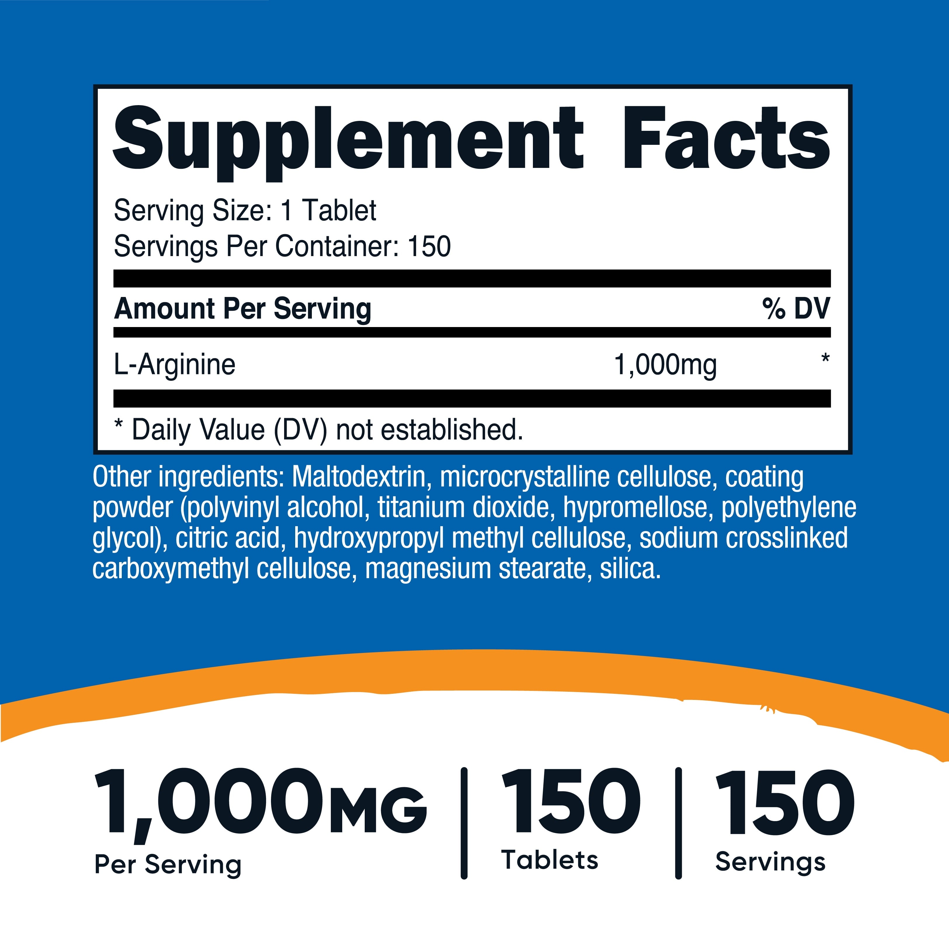 Nutricost L-Arginine 1000mg 150ct - additional product view