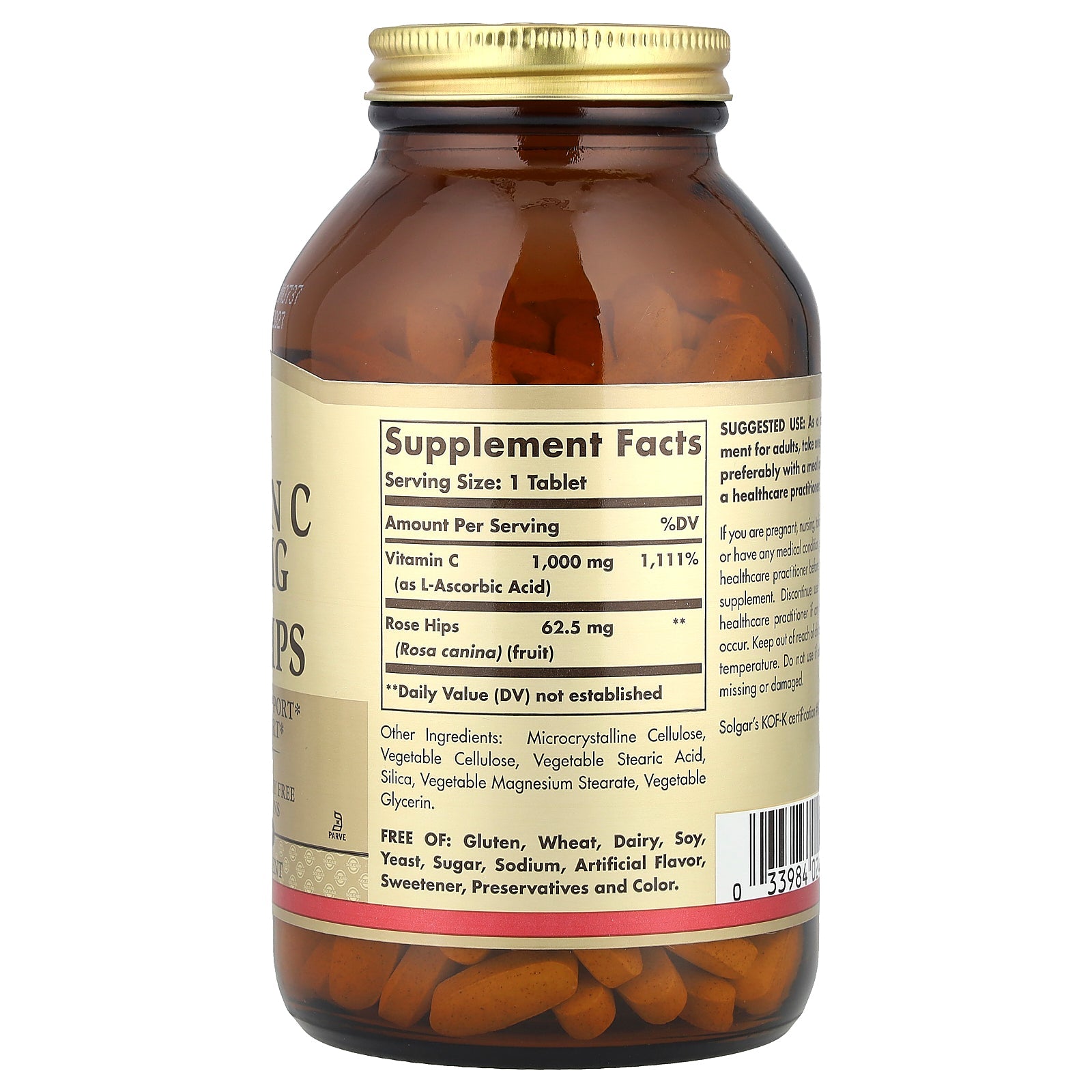 Solgar Vitamin C 1000mg 250ct - supplement facts panel