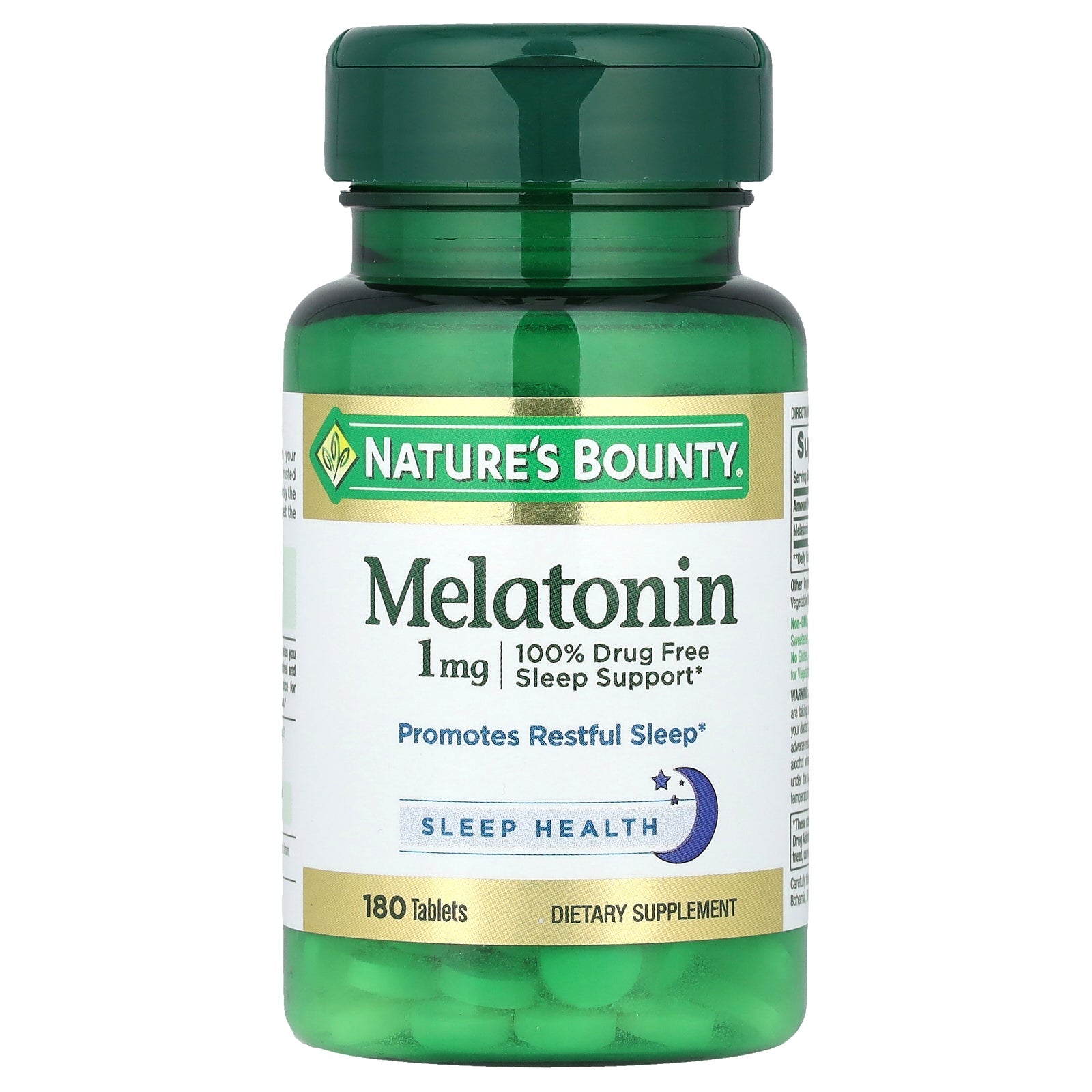 Nature's Bounty Melatonin 1mg 180ct - front of bottle