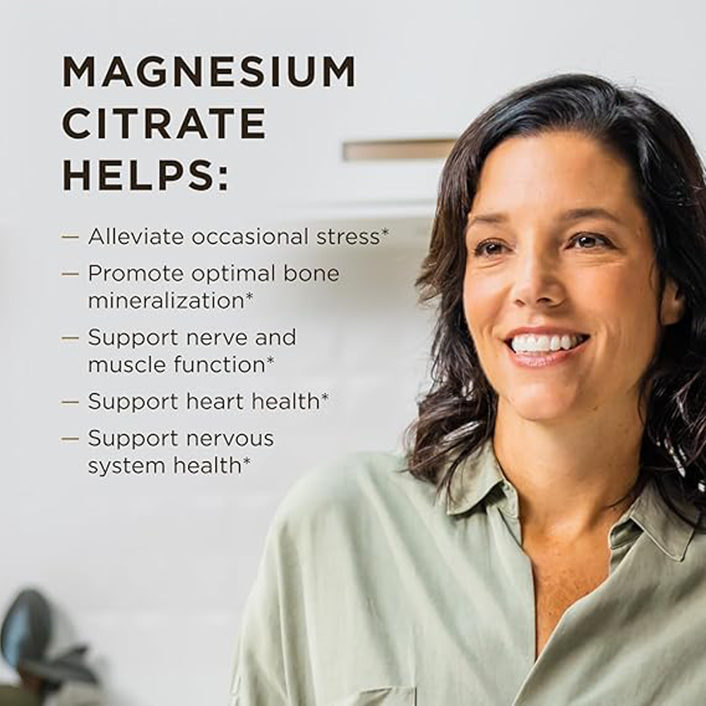 Solgar Magnesium Citrate, 120 Tablets - Promotes Healthy Bones - Supports Nerve & Muscle Function - Non GMO, Vegan, Gluten Free, Dairy Free, Kosher - 60 Servings