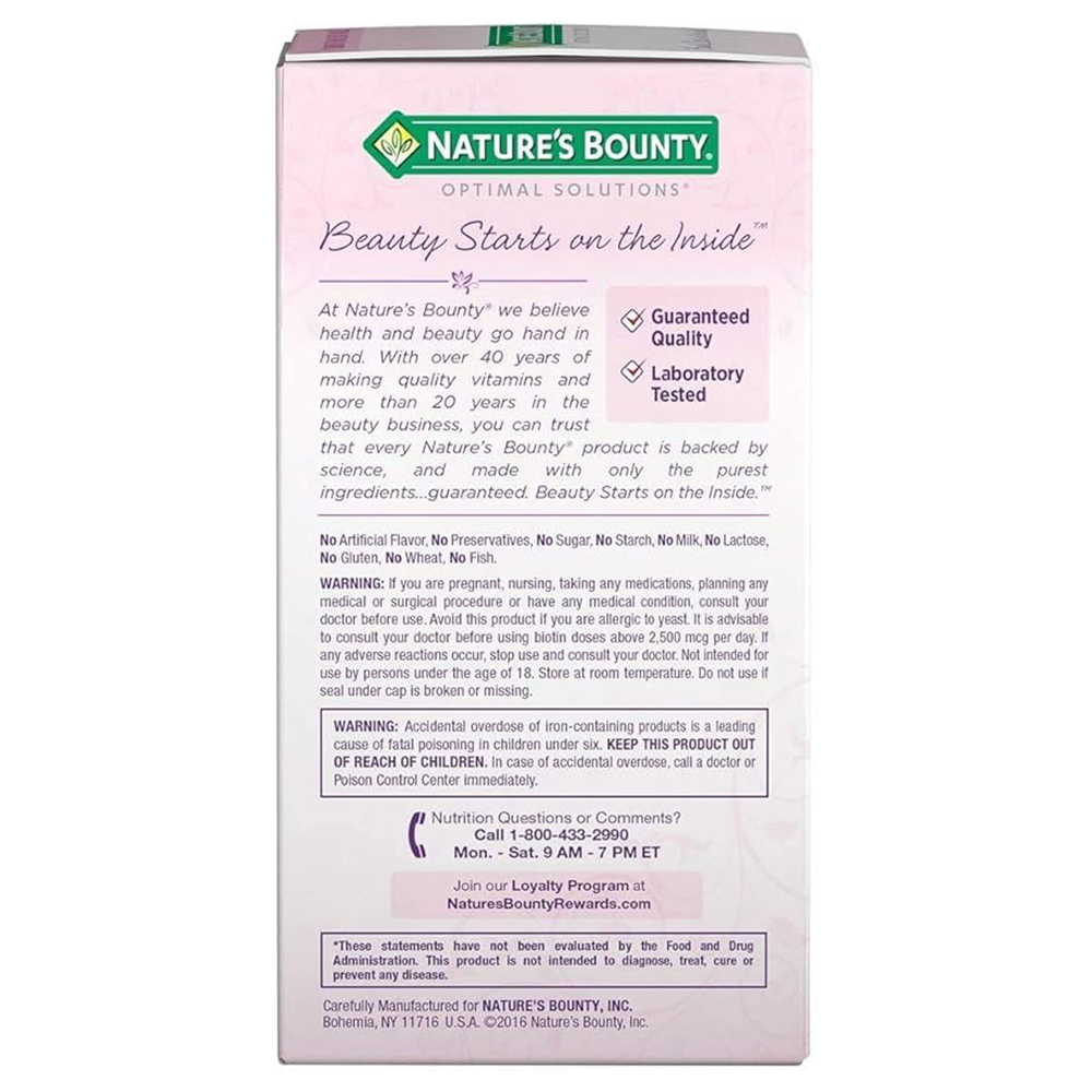 Nature's Bounty Advanced Hair, Skin & Nails, Argan-Infused Vitamin Supplement with Biotin and Hyaluronic Acid, 150 Rapid Release Softgels