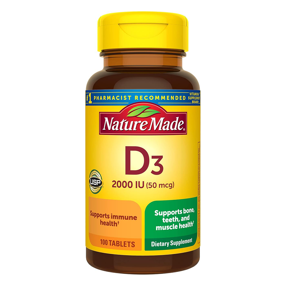 Nature Made Vitamin D3, 100 Softgels, Vitamin D 2000 IU (50 mcg) Helps Support Immune Health, Strong Bones and Teeth, & Muscle Function, 250% of The Daily Value for Vitamin D in One Daily Softgel