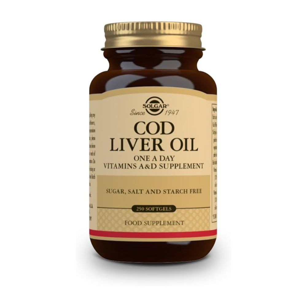 Solgar Cod Liver Oil, 100 Softgels - Supports Healthy Immune System, Healthy Eyes & Vision and Bone Health - Vitamin A & D Supplement - Non-GMO, Gluten Free, Dairy Free - 100 Servings
