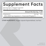 Sports Research Magnesium L-Threonate 2000mg, 90 Capsules