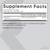 Sports Research Vitamin D3 10000IU, 120 Softgels