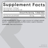 Sports Research Zinc Picolinate 50mg, 60 Softgels