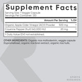 Sports Research Apple Cider Vinegar with Cayenne Pepper 520mg, 120 Veggie Capsules