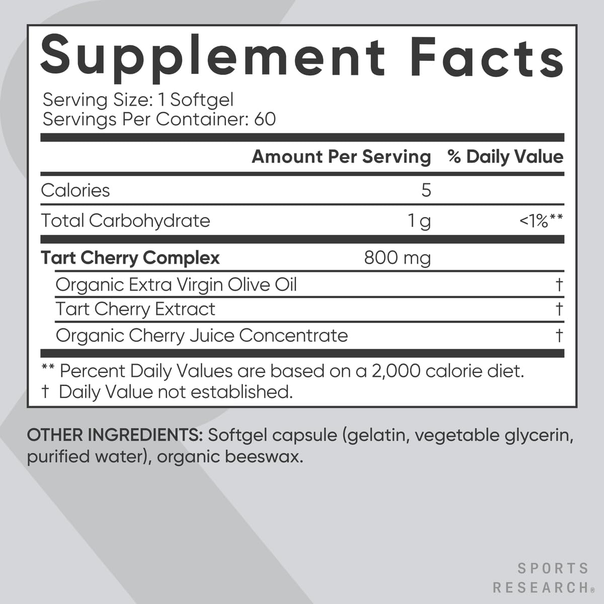 Sports Research Tart Cherry 800mg, 60 Liquid Softgels