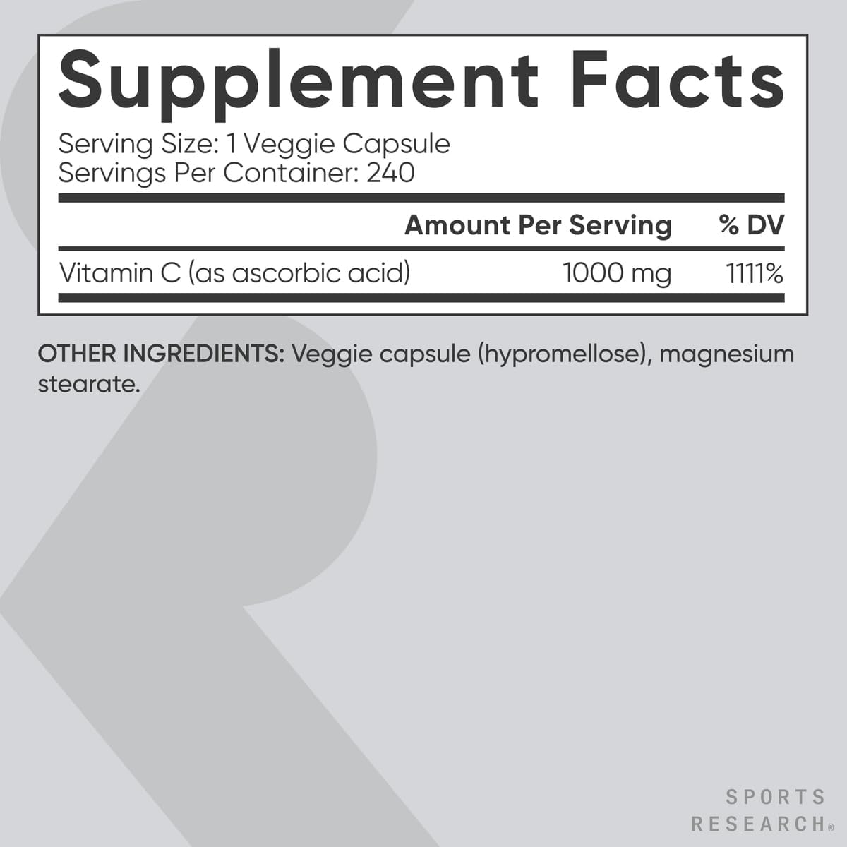 Sports Research Vitamin C 1000mg, 240 Capsules
