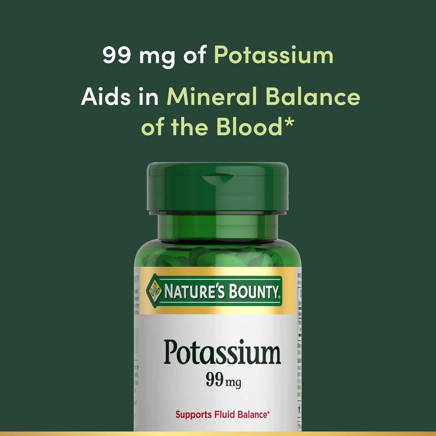 Nature Bounty Potassium 99mg, 100 Tablets