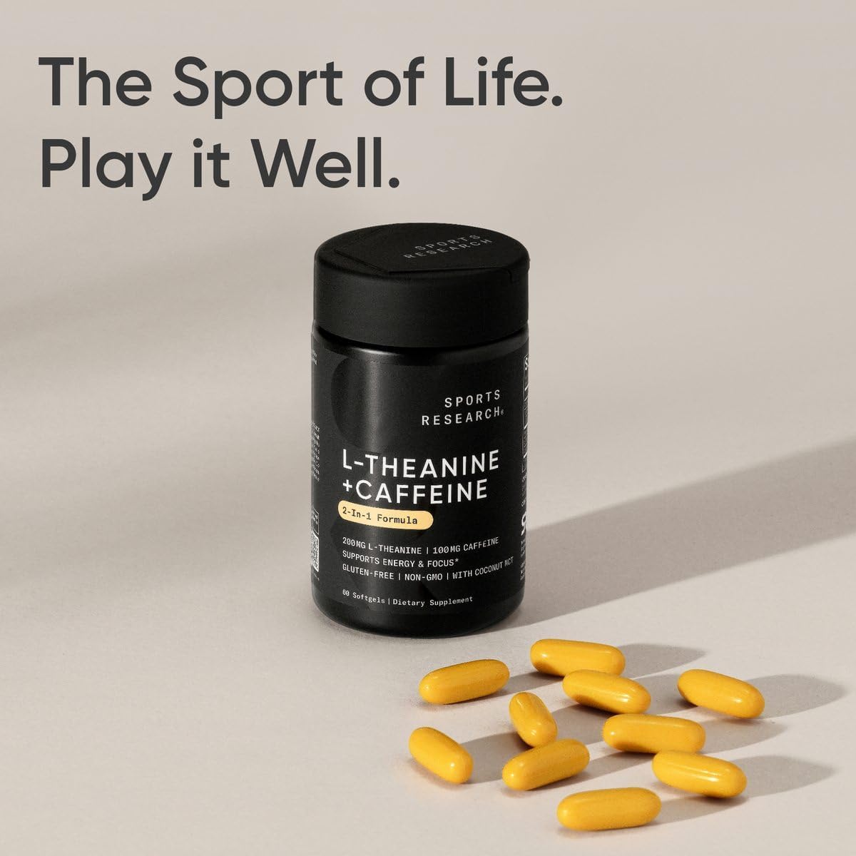 Sports Research L-Theanine + Caffeine, 60 Softgels