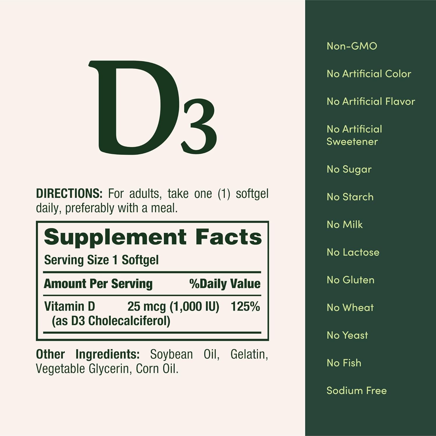 Nature Bounty D3 1000 IU (25mcg), 350 Softgels