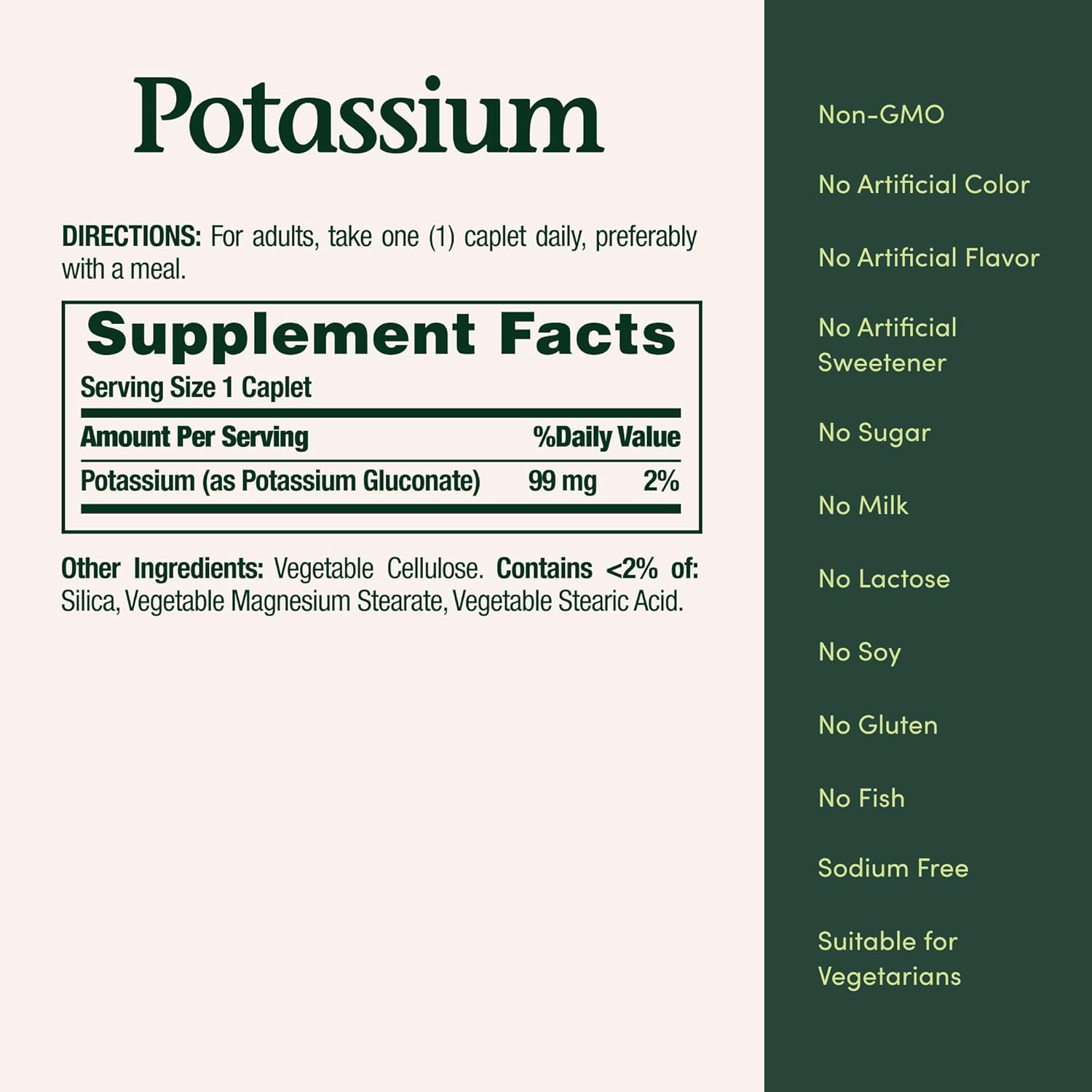 Nature Bounty Potassium 99mg, 100 Tablets