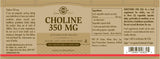 Solgar Choline 350mg, 100 Capsules
