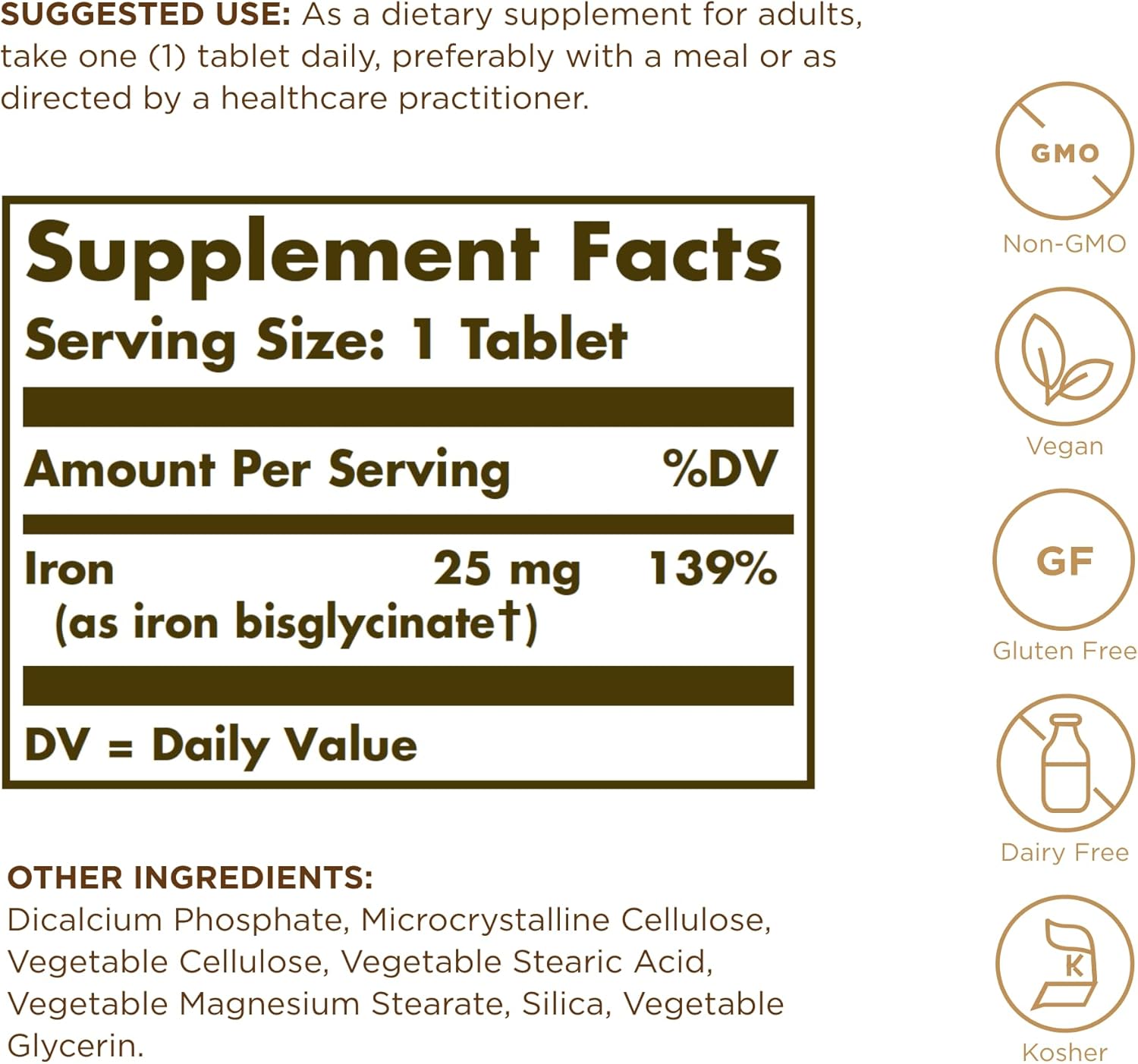 Solgar Chelated Iron, 100 Tablets