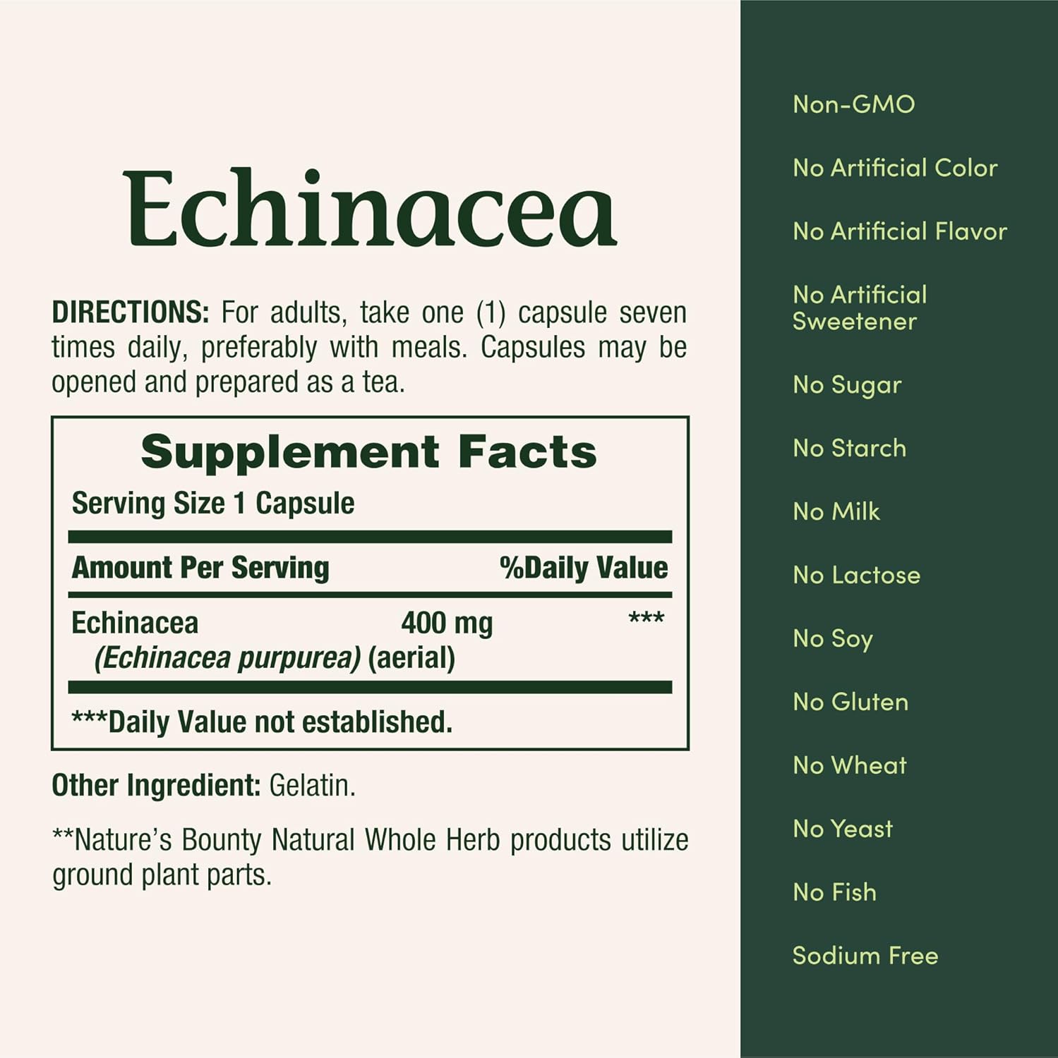 Nature Bounty Echinacea 400mg, 100 Capsules