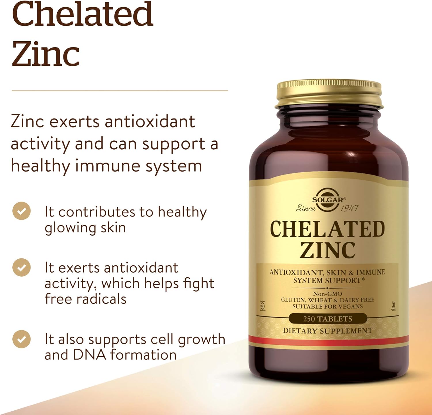 Solgar Chelated Zinc, 250 Tablets