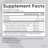 Sports Research Omega-3 Fish Oil Triple Strength 1250mg, 180 Softgels