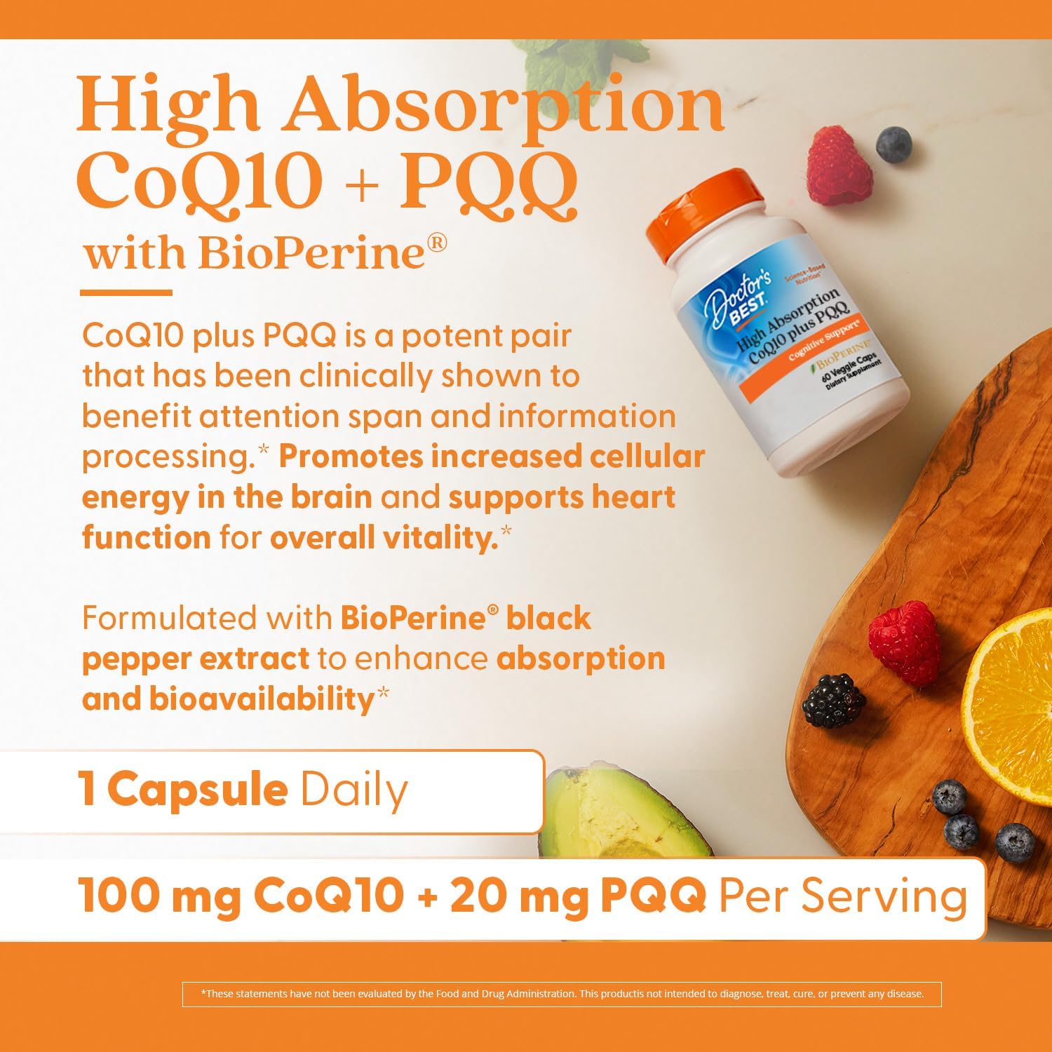 Doctor's Best High Absorption CoQ10 Plus PQQ, 60 Veggie Caps