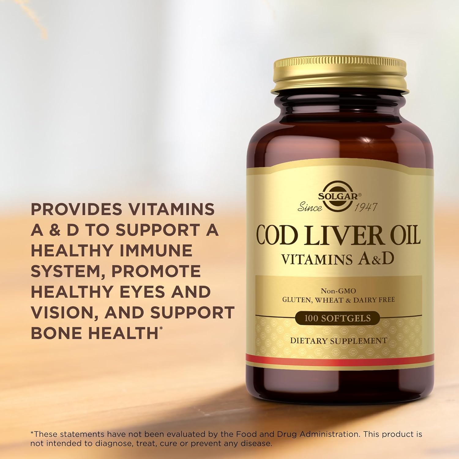 Solgar Cod Liver Oil Vitamin A & D, 100 Softgels