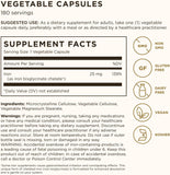 Supplement facts panel showing serving details