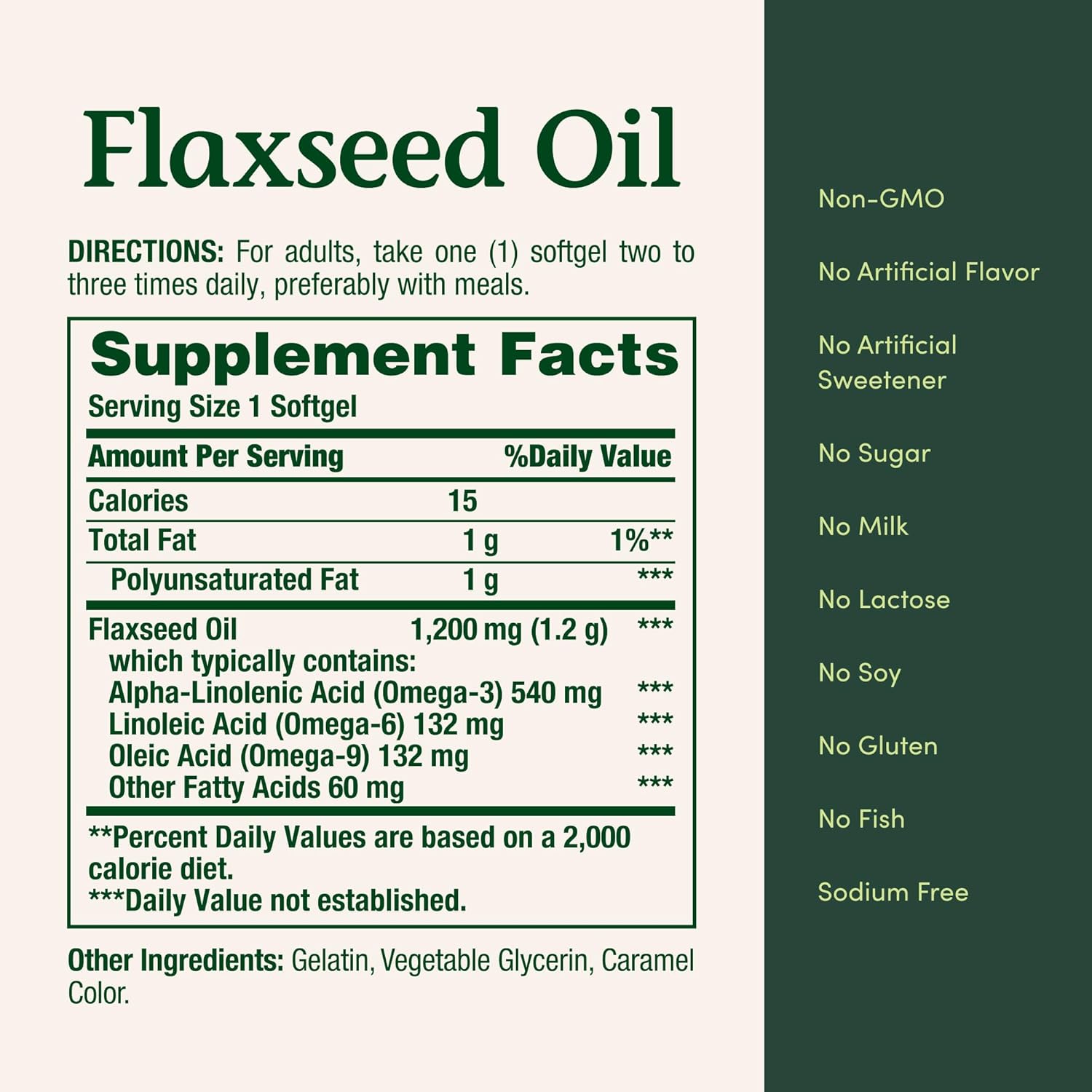 Nature Bounty Flaxseed Oil 1200mg, 125 Softgels