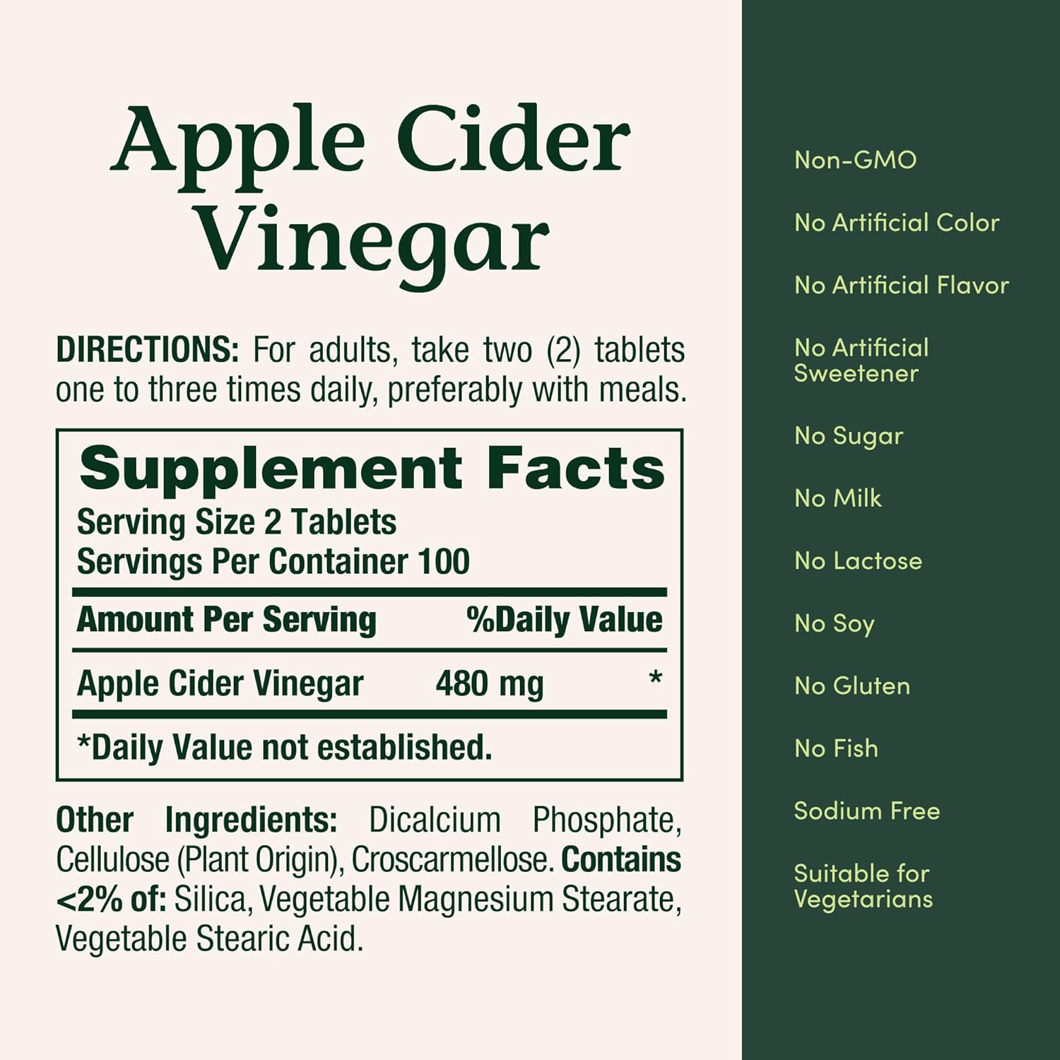Nature Bounty Apple Cider Vinegar, 200 Tablets