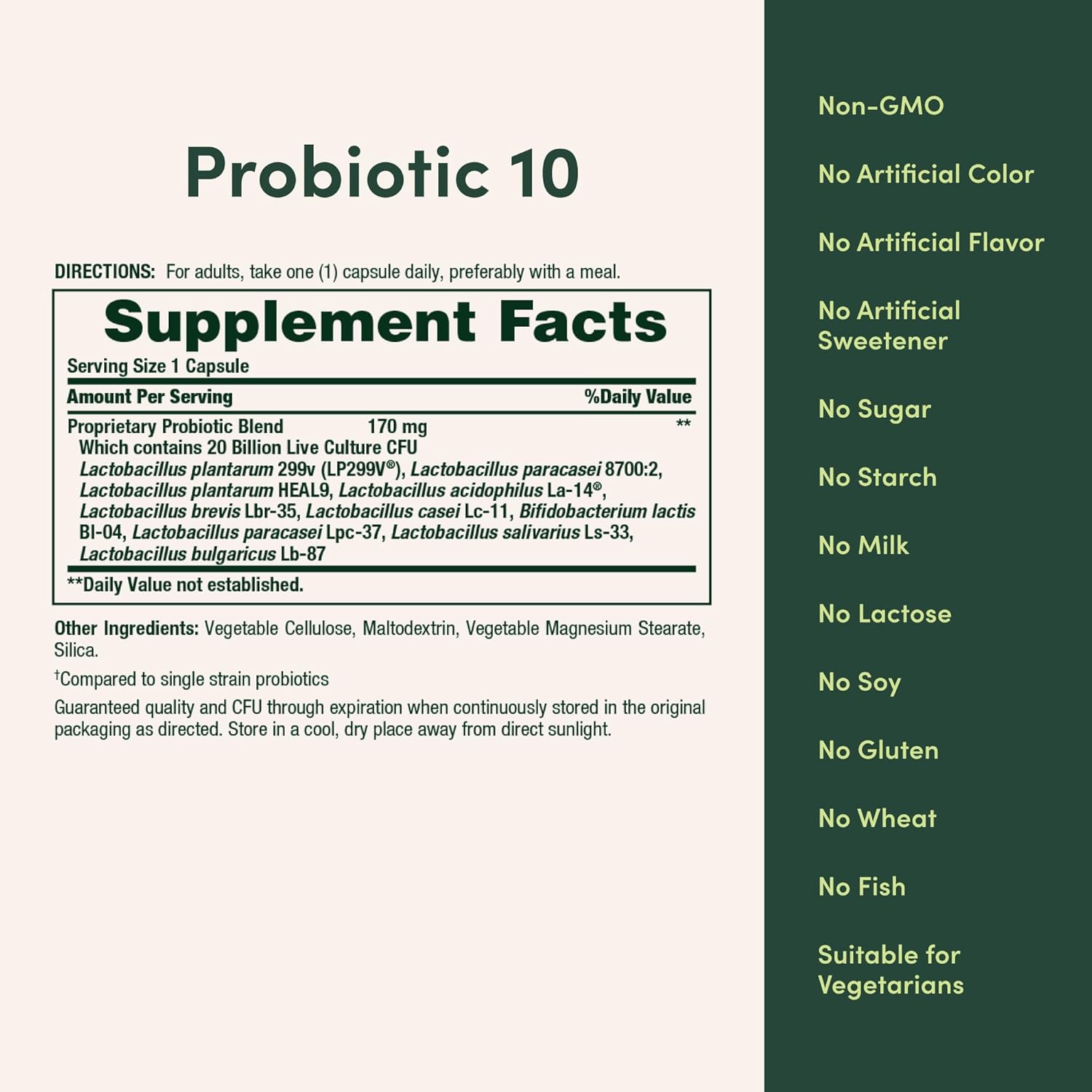 Nature Bounty Probiotic 10, 30 Capsules