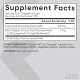 Sports Research CoQ10 100mg with BioPerine and Coconut Oil, 120 Veggie Softgels