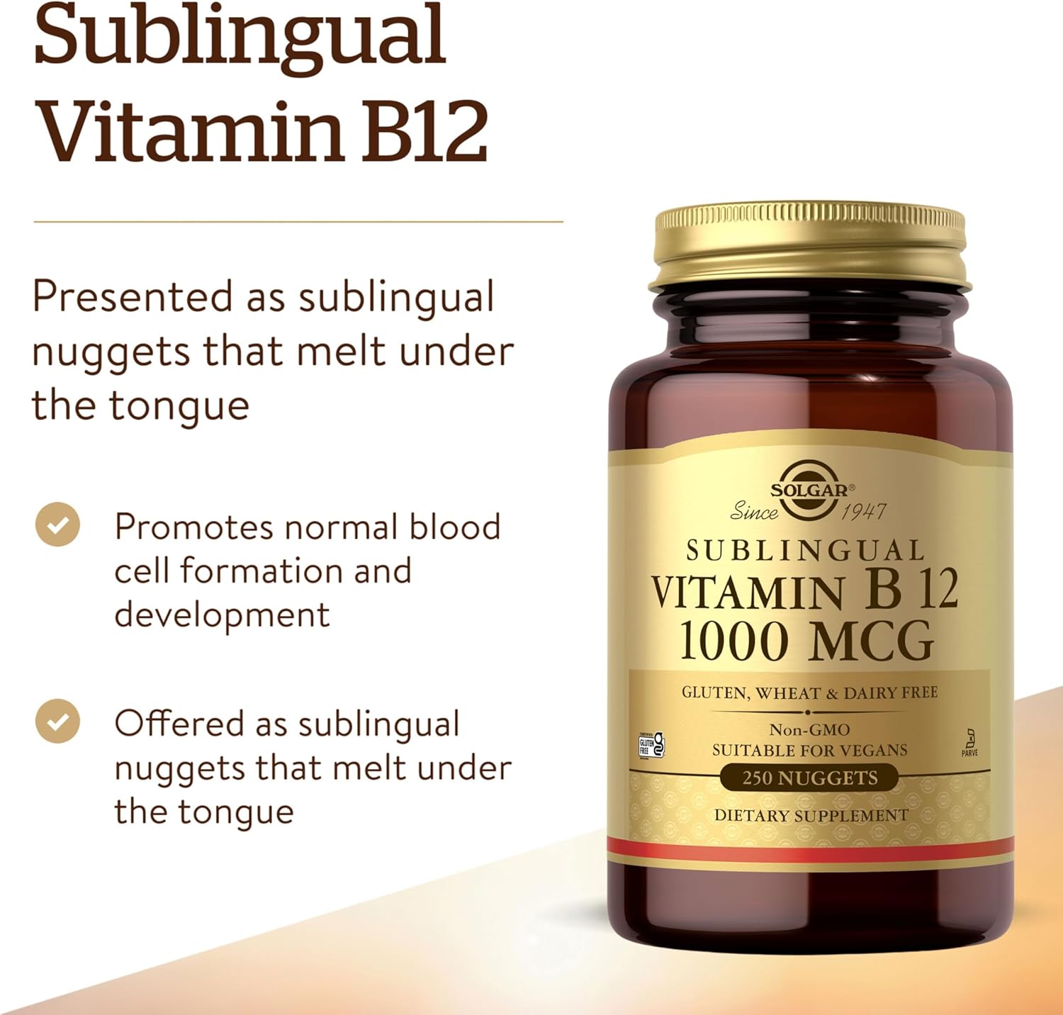 Solgar Sublingual Vitamin B12 1000mcg, 250 Nuggets
