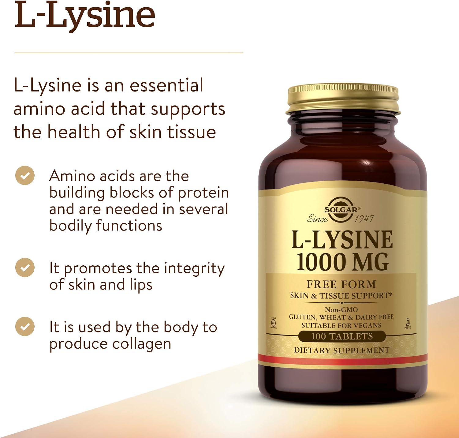 Solgar L-Lysine 1000mg, 100 Tablets