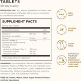 Supplement facts panel showing serving details