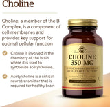 Solgar Choline 350mg, 100 Capsules
