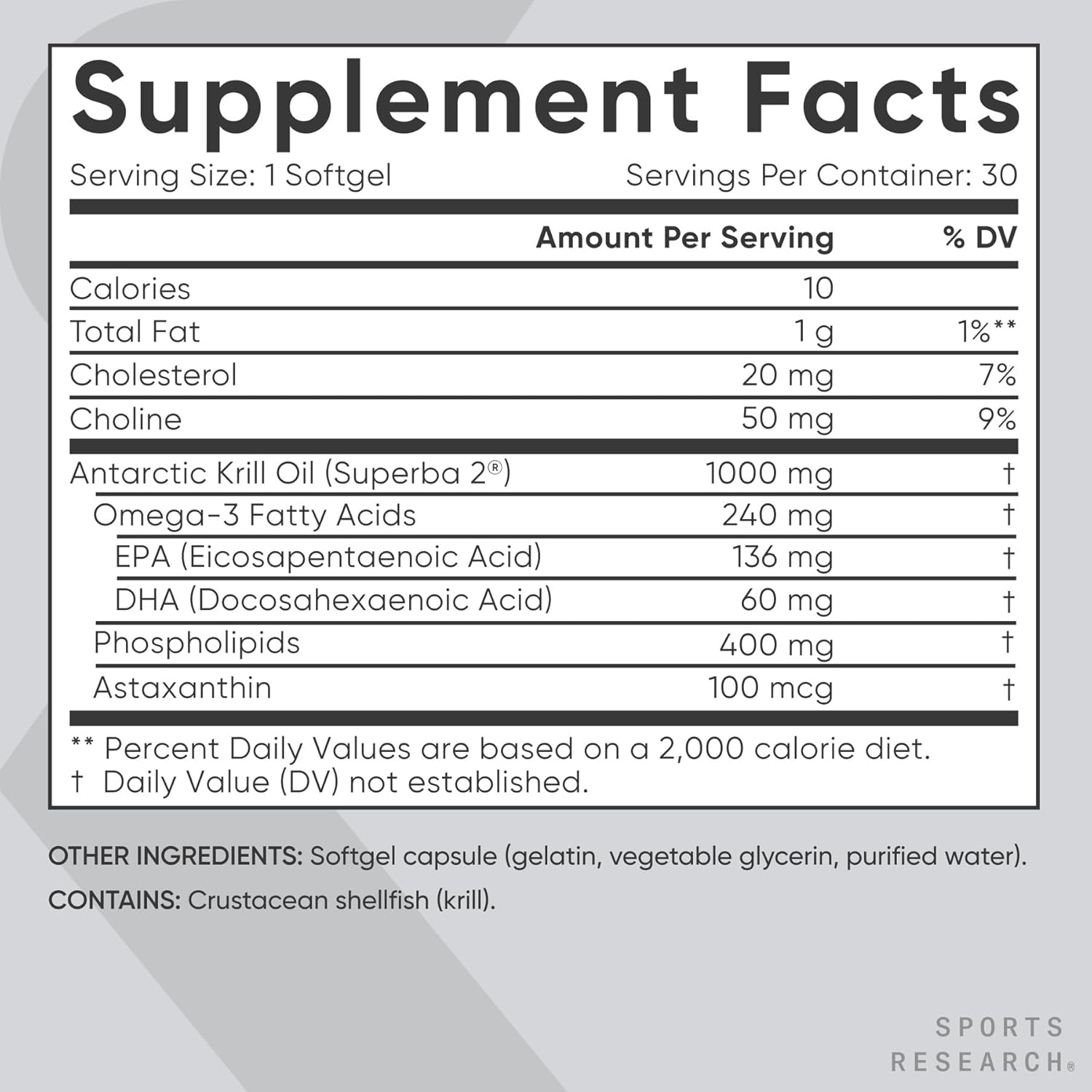 Sports Research Omega-3 Krill Oil 1000mg 30ct - product detail view