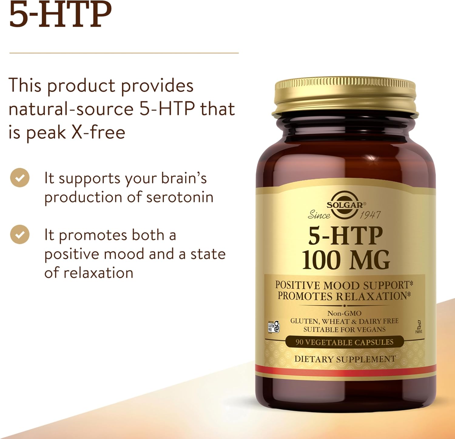 Solgar 5-HTP 100mg, 90 Vegetable Capsules