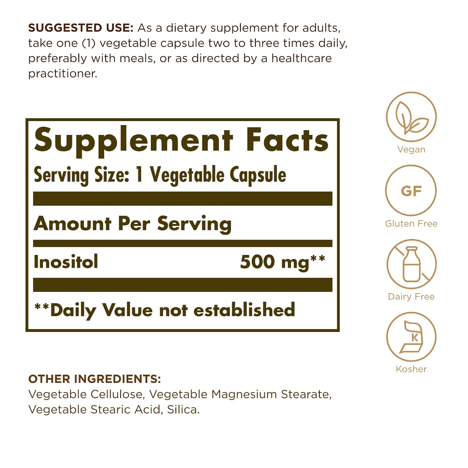Solgar Inositol 500mg, 100 Tablets