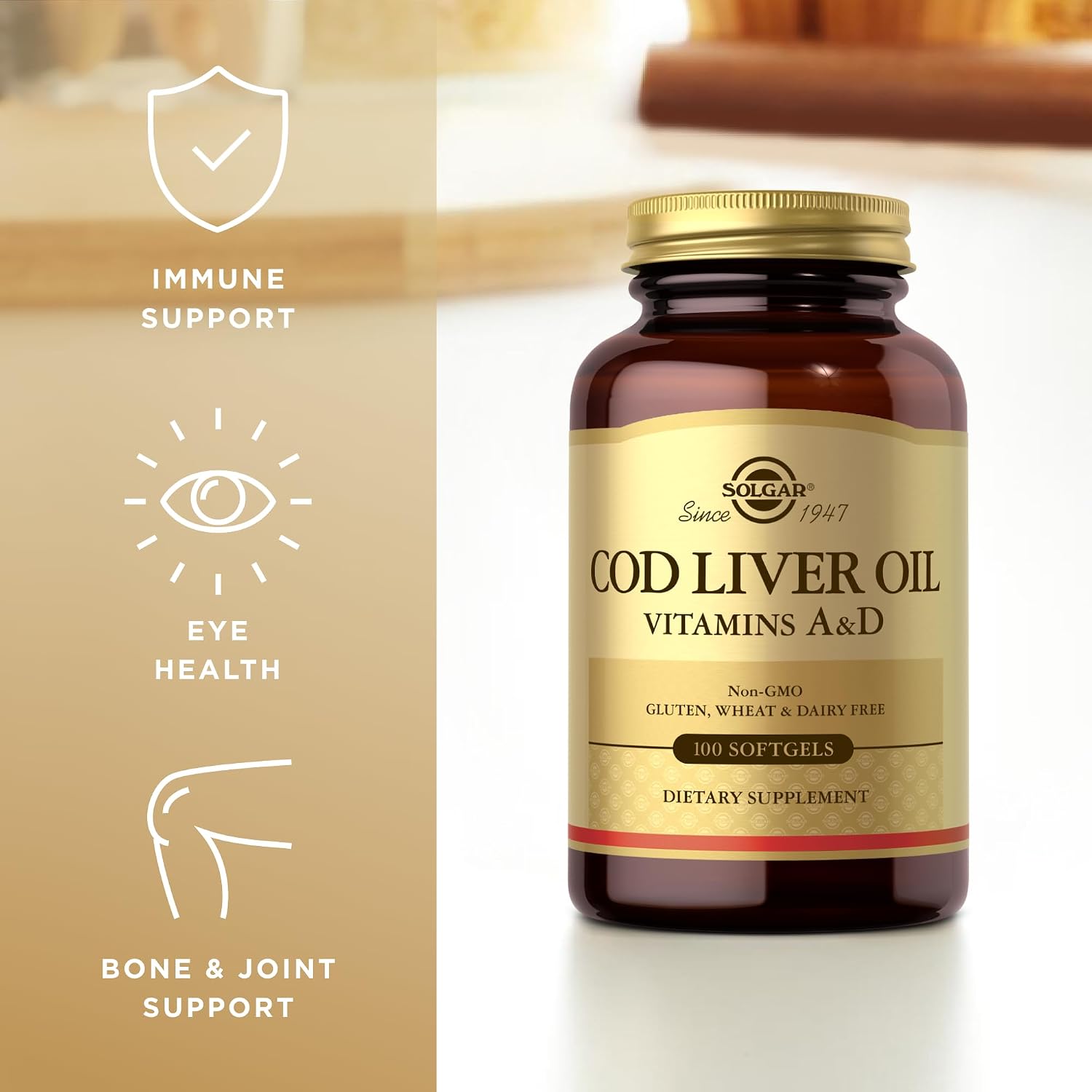 Solgar Cod Liver Oil Vitamin A & D, 100 Softgels